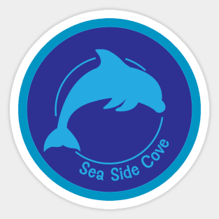 Sea Side Cove Dolphin Logo Dark Blue Sticker